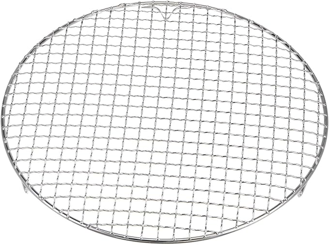 HARFINGTON Round Cooking Rack 12-inch 201 Stainless Steel Cross Wire Barbecue Grill Net with 20mm Legs for Cooking Baking Steaming BBQ
