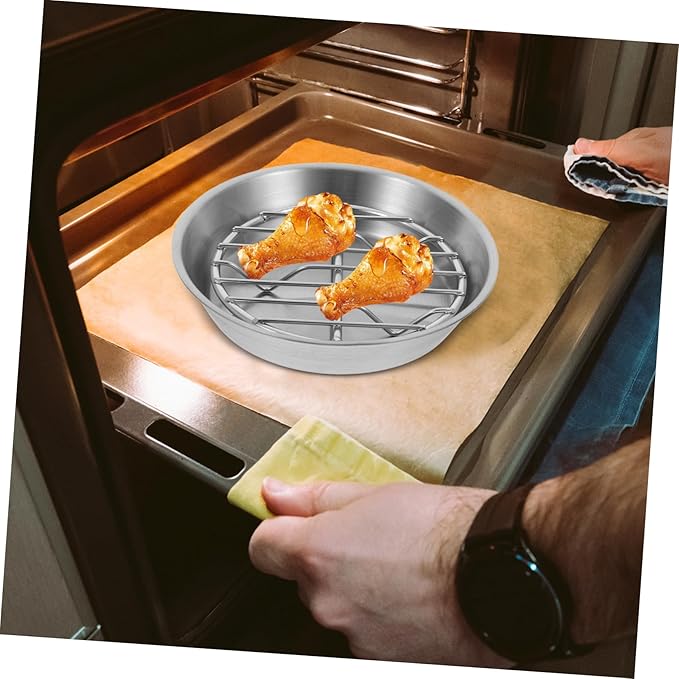 1set Stainless Steel Baking Pan with Cooling Rack Draining Grill for Cookies and Cakes Easy to Clean Baking Tray for Home Use and Cookware