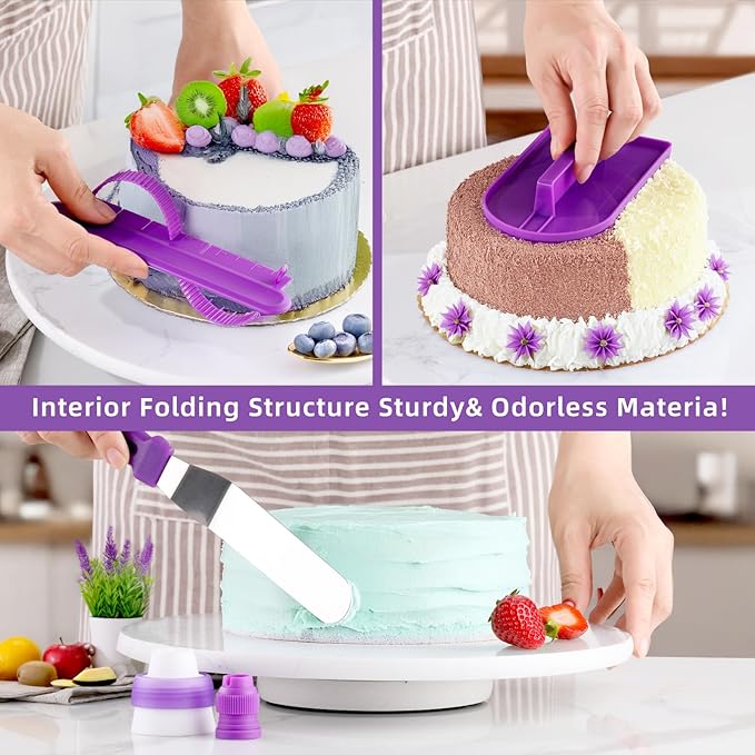 Cake Decorating Kit: Decorating Supplies Tools Kit 235 PCS Baking Accessories Include Spiping Bags and Tips Set, Piping Tips Set, Spatulas, Cake Scraper, 100 Piping Bags, Purple