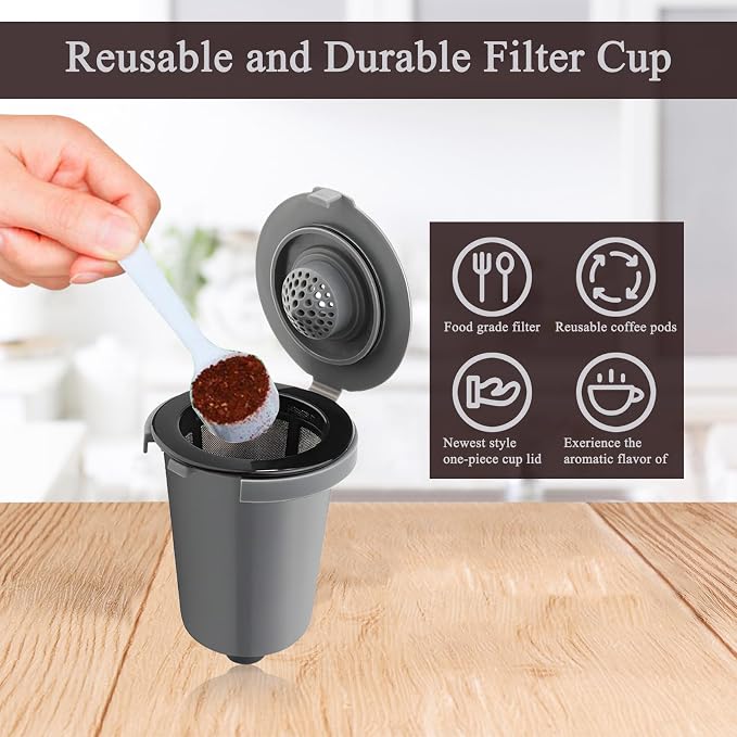 Replacement Parts Grey Reusable Filter Cup, Compatible with Cuisinart Single Serve Coffee Makers 3 Pack