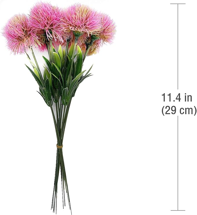 CATTREE Artificial Dandelion Flowers, Plastic Plants Shrubs Bushes Fake Grass Wedding Indoor Outdoor Home Garden Verandah Centerpieces Arrangements Party Decoration Planting Filler - Pink 10 Pcs