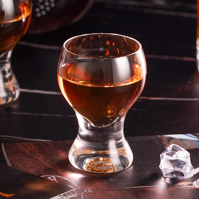 KAMMAK Shot Glasses Set of 2, 60ml/2oz Clear Espresso Shot Glass with Heavy Base for Bar Restaurants Home, Small Whiskey Shot Glass for Vodka, Whiskey, Tequila, Spirits & Liquors
