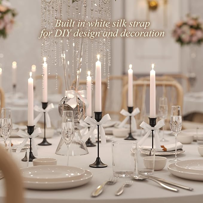 FSyueyun Black Candle Holder Set of 3, Elegant Metal Candlestick Holders for Vintage Taper Candle Holders, Perfect for Table Centerpieces, Fireplace Mantels, Home Decor, Weddings and Party Decorations