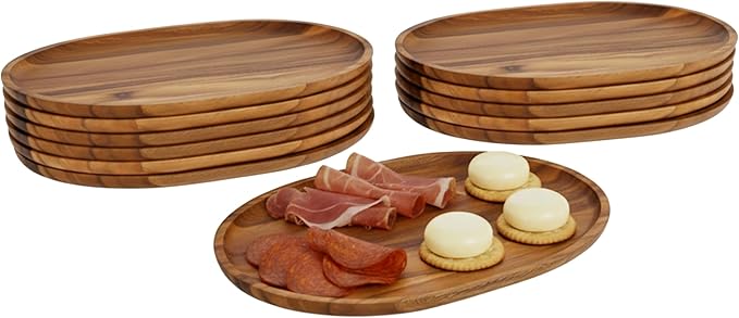 Woodard & Charles Medium Acacia Oval Tray, 8" W x 12L, ★★Pack of 12★★