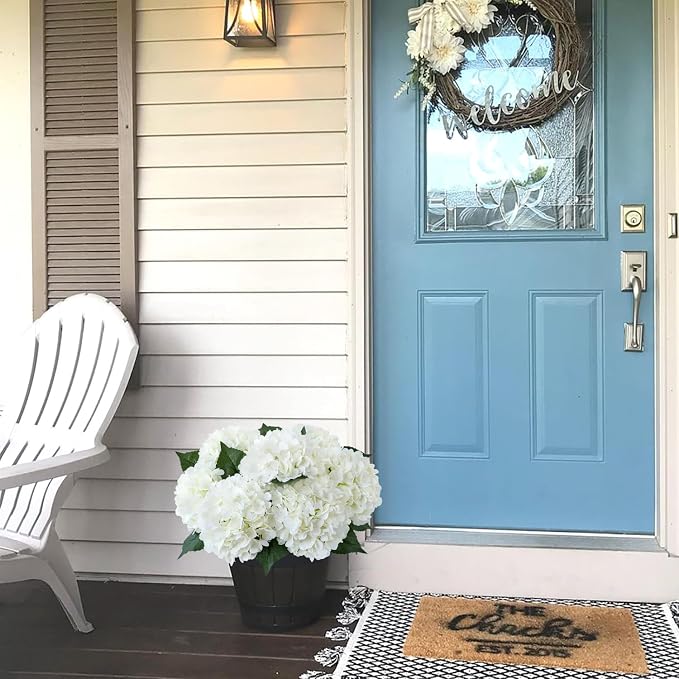 JINWOE White Hydrangea Artificial Flowers,4PCS 21" Large Silk Outdoor Artificial Hydrangeas Faux Flower, Lifelike Fake Flower with Stems Bouquets Arrangement for Home Table Centerpieces Wedding Porch