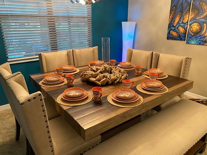 Water Hyacinth Woven Placemats, 13 inches Round Handwoven Boho Vintage Placemats Set of 6 Rattan Plate Chargers Wicker Tablemats Braided Heat Resistant Place Mats for Wedding Party
