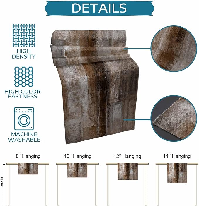 Dark Brown Table Runner - 70 Inch Long, Oil Modern Paintings Abstract Kitchen Dining Table Runner Dresser Scarves, Geometric Artwork Grey and Brown Tablerunner for Coffee Table Wedding Party Banquet