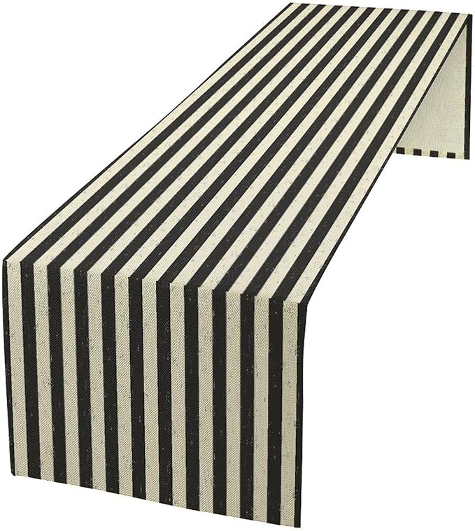 Striped Table Runner,Vintage Abstract Modern Black and White Table Runner for Party Kitchen Table Decorations 13x60 Inch