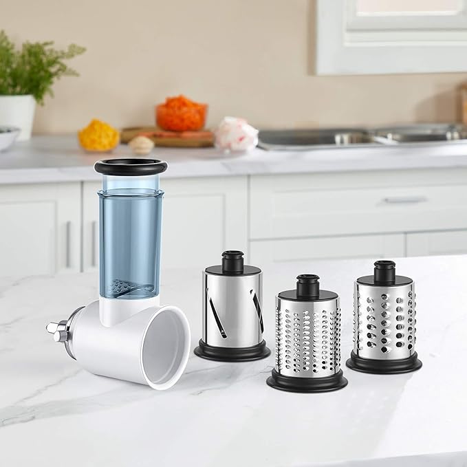 Slicer Shredder Attachment for KitchenAid Stand Mixer, Cheese Grater Attachment for KitchenAid Stand Mixer, Food Processor with 3 Blades by HOZODO