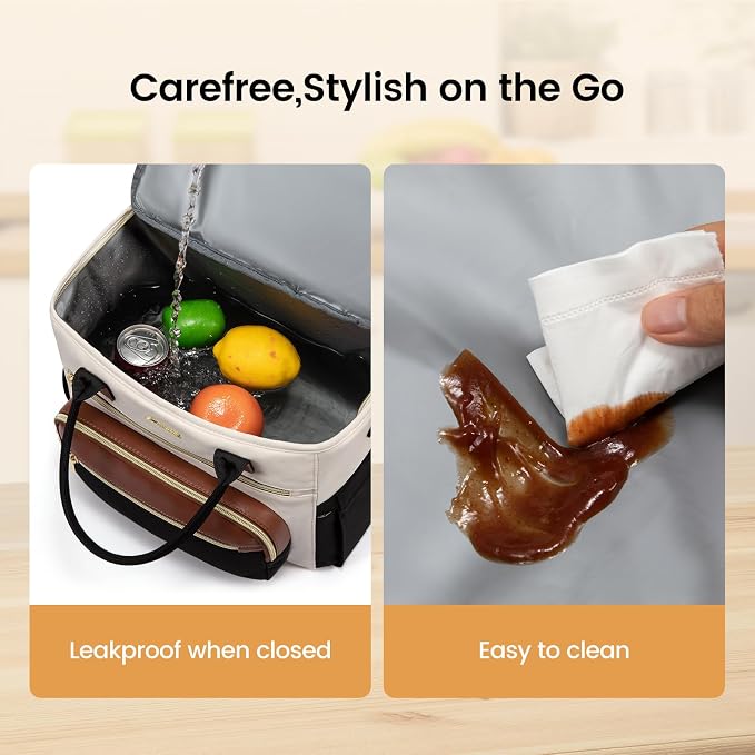 LOVEVOOK Insulated Lunch Bag Women,Wide Opening Adult Lunch Box Women with Cup Holder,Large Leakproof Cooler Bag for Work Picnic Beach Family College Mom,Lunch Teacher Tote Bag for Gift