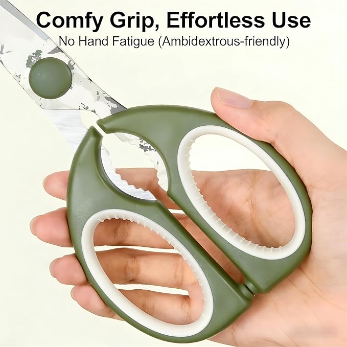 Kitchen Scissors All Purpose, ARCHIKING Kitchen Shears with Protective Sheath, Ultra Sharp Multipurpose Poultry Scissors for Chicken, Meat, Fish & Vegetables (Green)