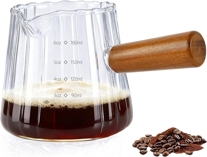 Measuring Cups, 6oz Glass Espresso Cups with Handle, Espresso Shot Glasses Espresso Accessories for Coffee, Milk (1, Clear)
