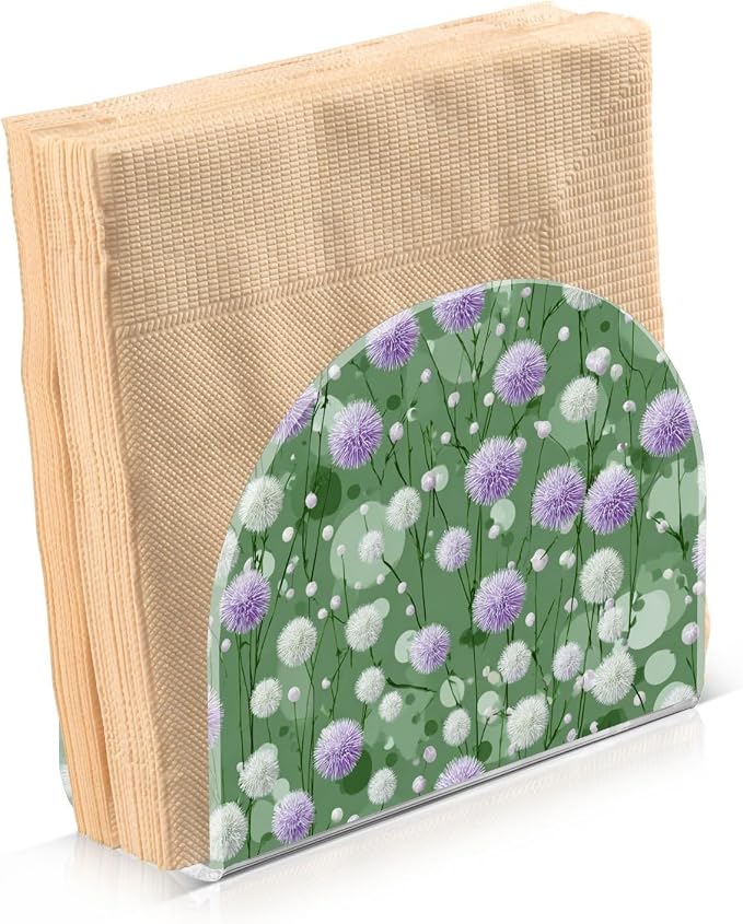 Napkin Holder Acrylic Napkin Holder for Table Kitchen Party Restaurant U Shaped Upright Napkin Dispenser Organizer Dark Green Flowers Blooms