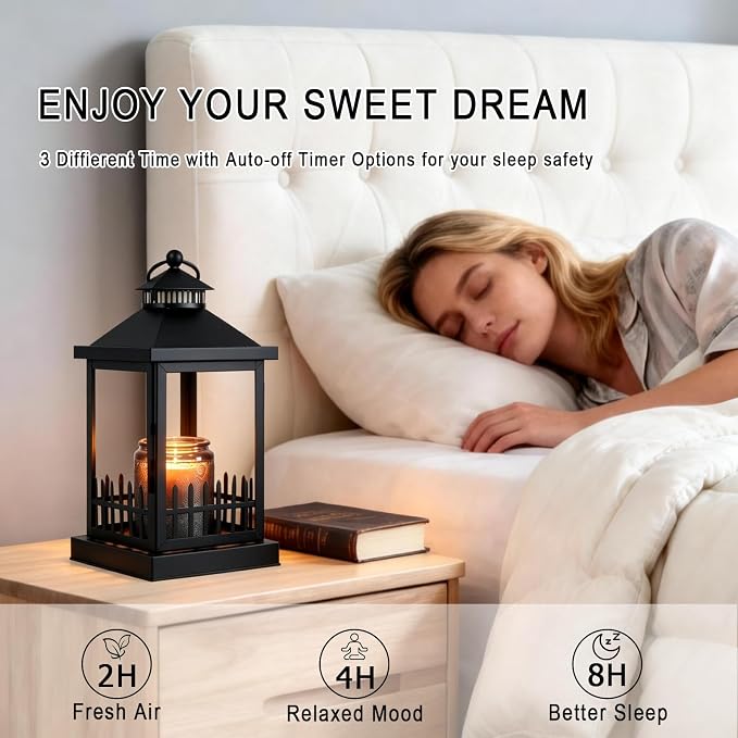2026 New Candle Warmer Lamp with Timer,Imitating Fence Design Candle Warmer Lamp Dimmable Farmhouse Candle Lamp Warmer,Lantern Candle Warmer Lamps and Hanging Up Designed