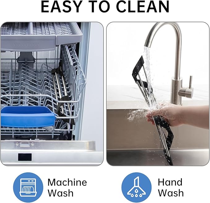 Tomorotec Adjustable Triangle Dish Drying Rack, Foldable Stainless Steel Over The Sink Kitchen Drainer Caddy Organizer Storage Shelf Holder, Corner Sink Caddy, Kitchen Sink Caddy (Black)