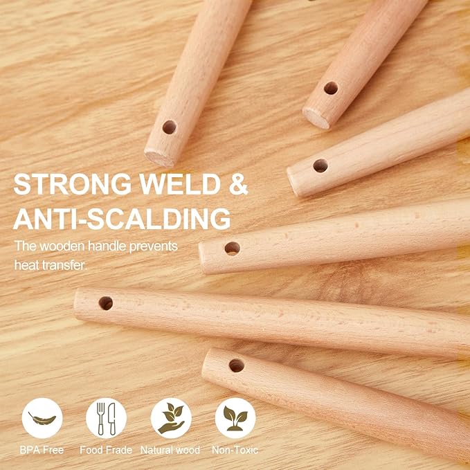 Kitchen Utensils Set - 34 PCS Non-Stick Silicone Cooking Utensils Set Spatula Set with Holder, Wooden Handle Spoon,Brush,Whisk Kitchen Gadgets Tools Set for Nonstick Cookware (Cream White-34P)