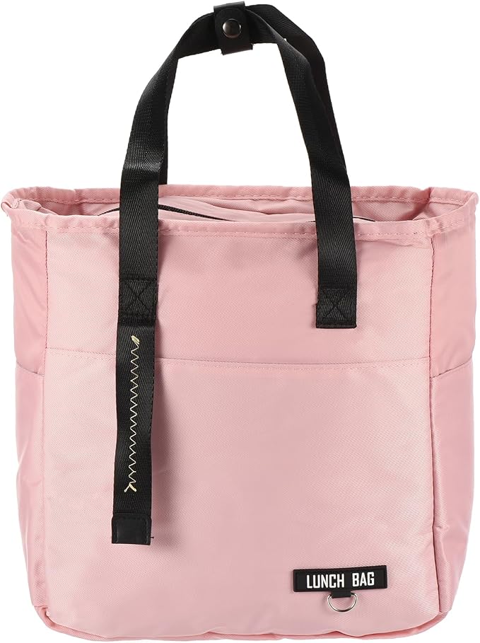 PATIKIL Insulated Lunch Bag Reusable Large Lunch Bag for Women & Men Thermal Lunch Box Leakproof Cooler Tote Bag with Side Pockets for Adults Picnic Office Work, Pink (10.6"x6"x11")