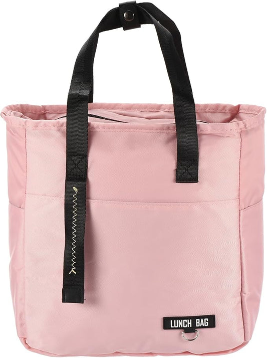 PATIKIL Insulated Lunch Bag Reusable Large Lunch Bag for Women & Men Thermal Lunch Box Leakproof Cooler Tote Bag with Side Pockets for Adults Picnic Office Work, Pink (10.6"x6"x11")