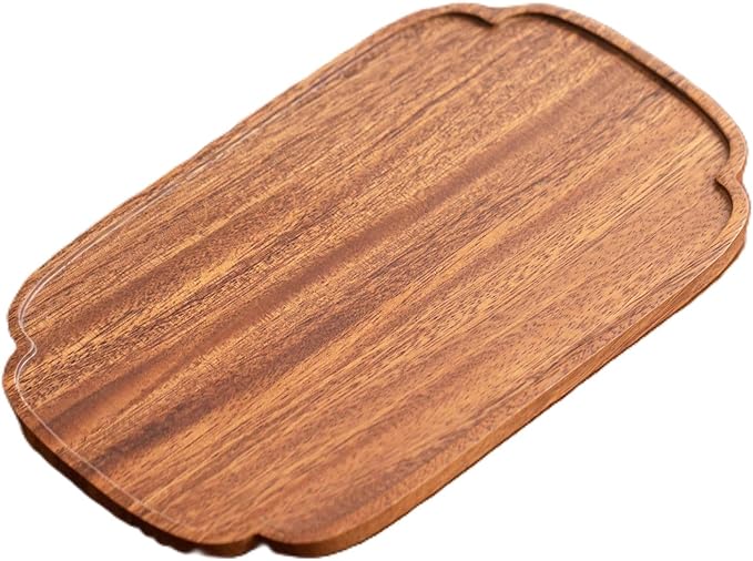 Walnut Wood Fruit Tray, Handmade Chinese Style Snack Serving Plate, Solid Wood Tea Dessert Tray for Dim Sum, Vintage Walnut Platter, Gift (Large French Window)