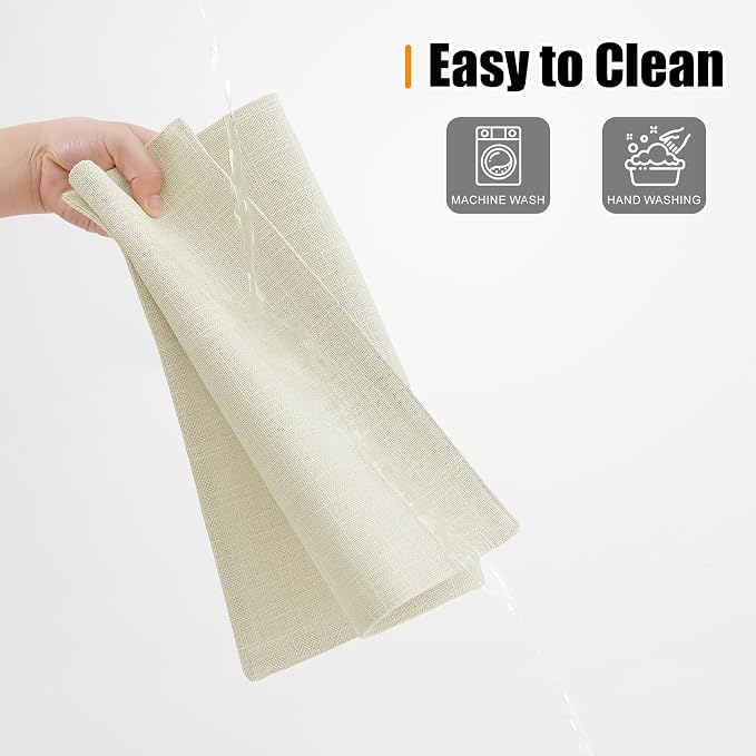 Homaxy Cloths Placemats for Dining Table Set of 4, Heat Resistant Washable Cotton Linen Blend Table Mats, Easy to Clean Place Mats for Indoor Outdoor Party Kitchen Decoration, 13" x 18", Cream