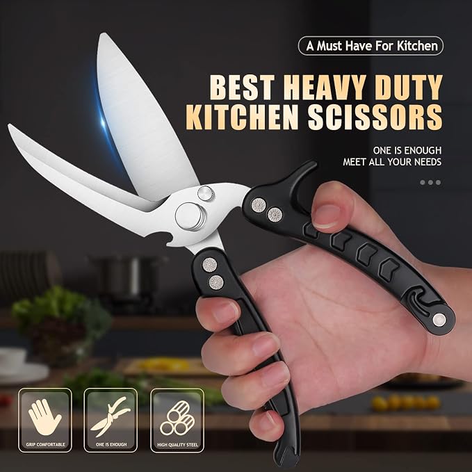 DRAGON RIOT Heavy Duty Kitchen Shears 2 Pack,A Must Have Kitchen Shears for Chicken and Meat Cutting - Dishwasher Safe and Stainless Food Kitchen Scissors for Thanksgiving