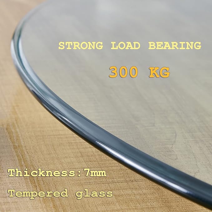 Lazy Susan Turntable Tempered Glass Round Clear Serving Plate Rotating Stand Kitchen Dining Table Tray Tabletop Organizer Spices Storage Holder 300KG Bearing for Banquets Party Family Dinners