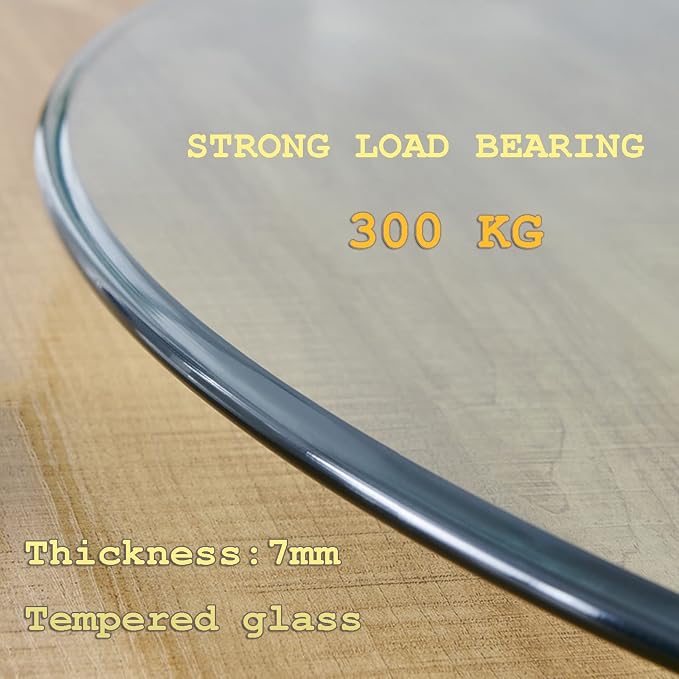 Lazy Susan Turntable Tempered Glass Round Clear Serving Plate Rotating Stand Kitchen Dining Table Tray Tabletop Organizer Spices Storage Holder 300KG Bearing for Banquets Party Family Dinners