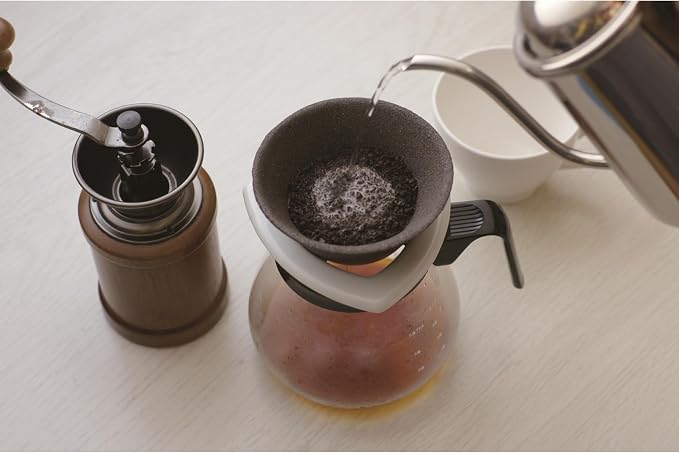 COFIL Japanese Ceramic Coffee Filter, Made in Japan, Reusable Dripper, Brown Holder