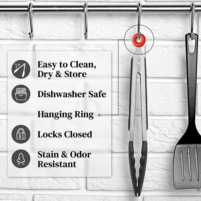 Tenta Tongs 7 Inch Silicone Mini Tongs (3pcs) for Cooking, Grilling, Turning