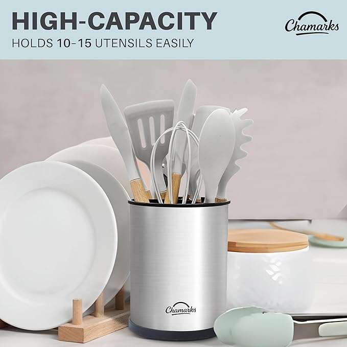 Kitchen Utensil Holder and Countertop Organizer. (Silver)