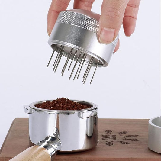 Sanpyl Espresso Distribution Tool, 51mm/53mm/58mm Optional Needle Coffee Distributor with Base, Effective Dispersion, Stainless Steel Hand Coffee Stirrer (6.3-7.9oz)
