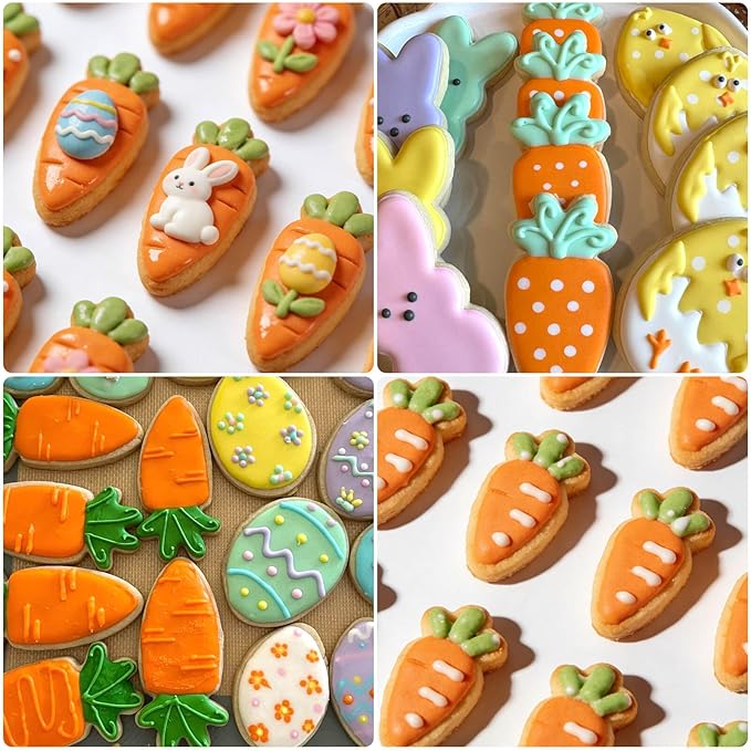 AIERSA Mini Carrot Cookie Cutter,Small Easter Cookie Cutters,1.2 Inch Tiny Carrot Shaped Cracker Cutter,20 Cavity Metal Stainless Steel Easter Cracker Cutters