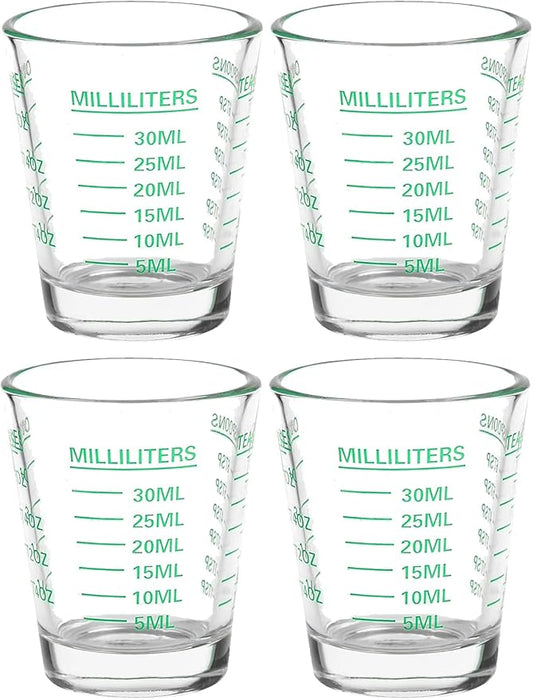 Shot Glass Measuring Cup | Non Fading Set of 4 | Bar Bartender Accessories, Jigger for Bartending
