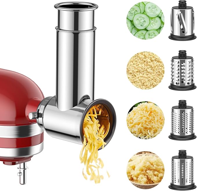 Cofun Stainless Steel Slicer Shredder Attachment for KitchenAid | Vegetable Slicer, Salad Maker, Grinding Powder, Cheese Grater