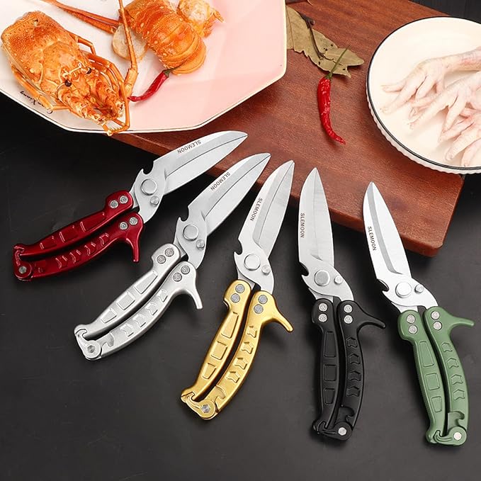 Heavy Duty Kitchen Poultry Shears Burgundy,2pcs set