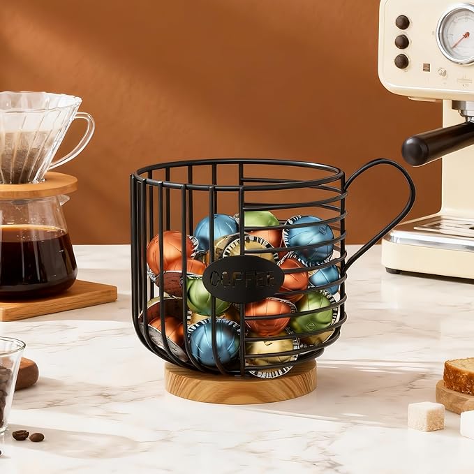 Coffee Pod Holder for Nespresso Vertuo Original & Keurig K-Cup, Metal Coffee Capsule Organizer Large Capacity Coffee Bar Accessories for Kitchen Counter