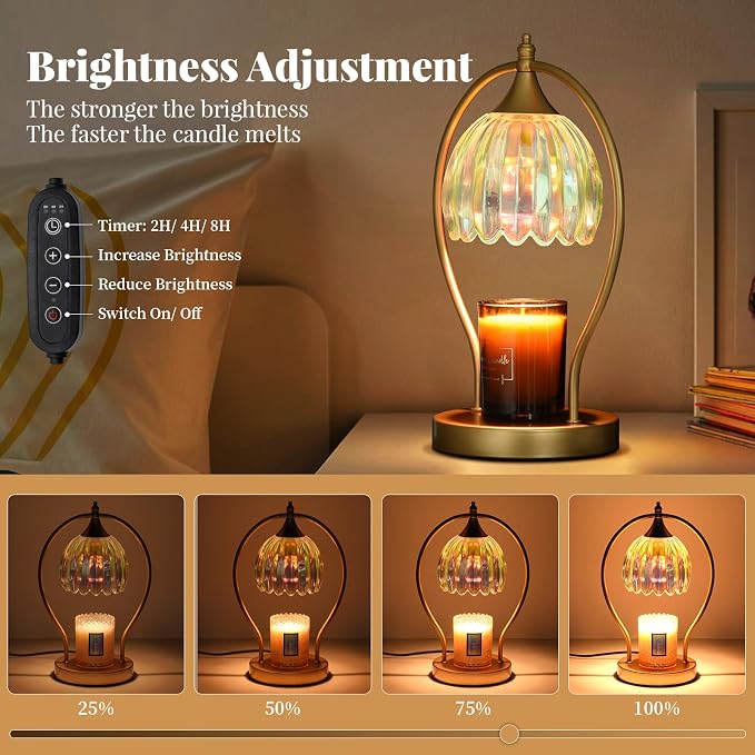 GOODBUY Candle Warmer Lamp with Timer: Dimmable Scented Candle Warmer Aromatherapy Lamp for Home Decor, Mothers Day Gifts for Mom, Ideal Housewarming Birthday Wax Warmer Light Gift, Includes 2 Bulbs