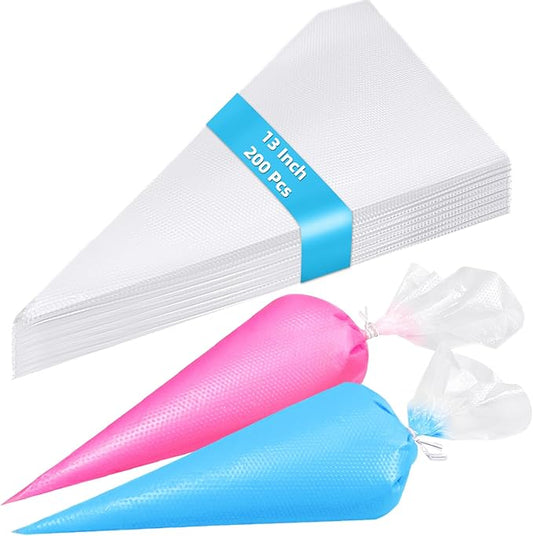 Disposable Piping Bags, 13 Inch Anti Burst Pastry Bags - Icing Piping Bags for Frosting - Suitable for Baking and Cake Decorating (200Pcs)