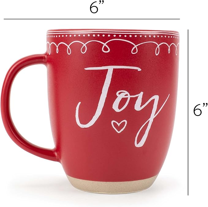 Elanze Designs Joy Raw Clay Bottom Red 16 ounce Ceramic Christmas Coffee Mug