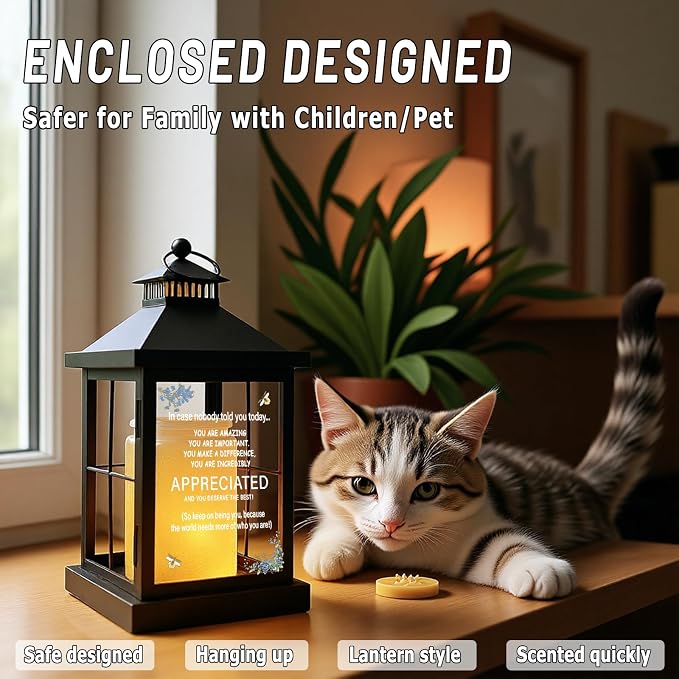 Candle Warmer Lamp with Timer,Lantern Warmer Compatible with 3 Wick Candles,Vintage Dimmable Lamp Candle Warmer Lantern with Glass Motivational Quote Desk Sign Decor Home Office Desk Decor