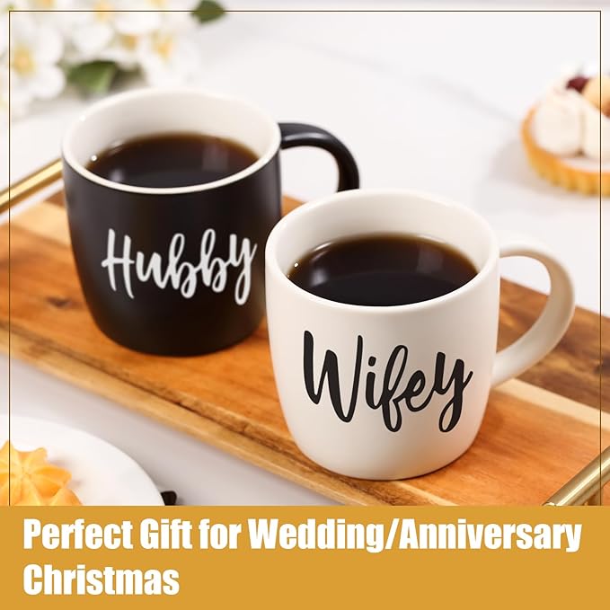 Wedding Gifts for Couples 2026, Wifey Hubby Mugs Set of 2 Coffee Mug, Bridal Shower Gift, Mr and Mrs Coffee Mug, Wedding Couples Gift for Bride Groom，Engagement Gifts