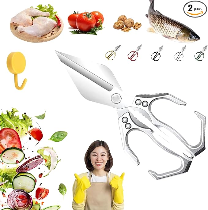 Heavy Duty Kitchen Shears, Multifunctional Heavy-Duty Kitchen Shears, Japanese Cooking Shearss for Chicken, Meat, Seafood Cutting