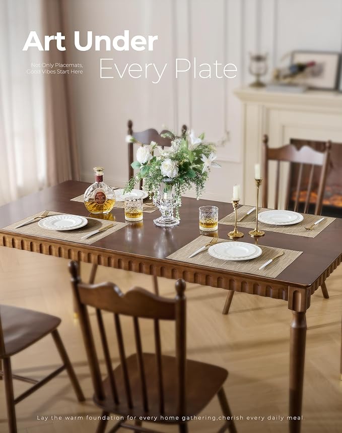 Leetaltree Light Brown Placemats Set of 24 - Heat Resistant Non-Slip Place mats for Dining Table, Washable Durable PVC Vinyl Woven Table Mats(Light Brown, 24)