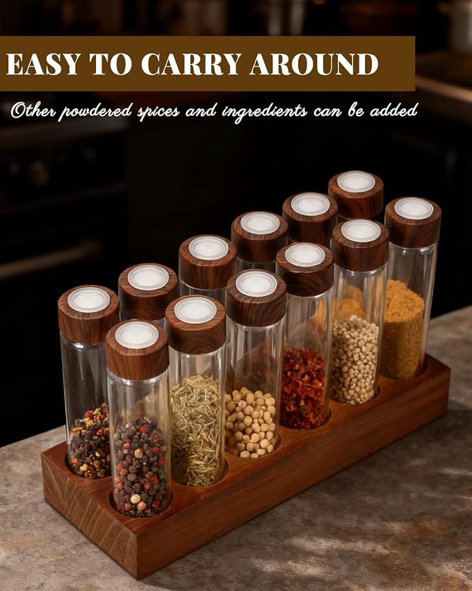 12 Pcs Single Dose Coffee Bean Storage Tubes, Coffee Bean Container for Espresso with One-Way Valve, Espresso Storage kit with Walnut Stand, Collapsible Silicone Funnel & Labels