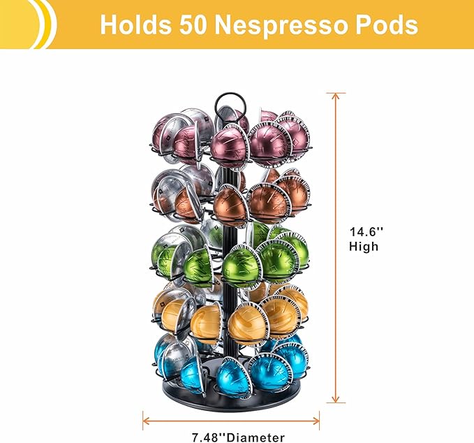 5 Tier Vertuo Carousel Stand Storage for Nespresso Vertuo Pod Coffee Pod Holder (50 Pods Capacity)