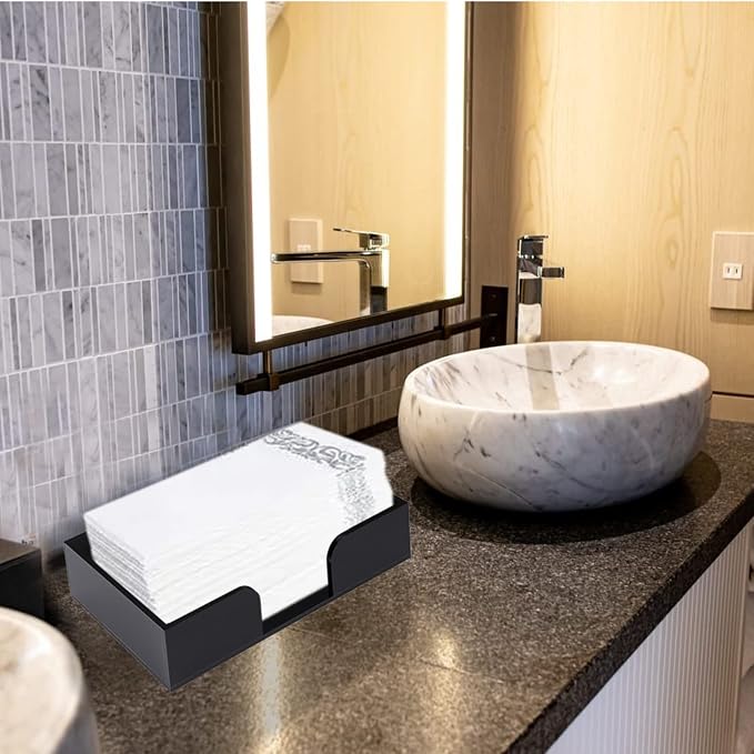 Sumnacon Acrylic Guest Towel Holder, Modern Rectangular Disposable Hand Towel Holders Tray for Table, Bathroom Flat Napkin Organizer Basket, Paper Towels Dispenser for Kitchen Counter Vanity Party