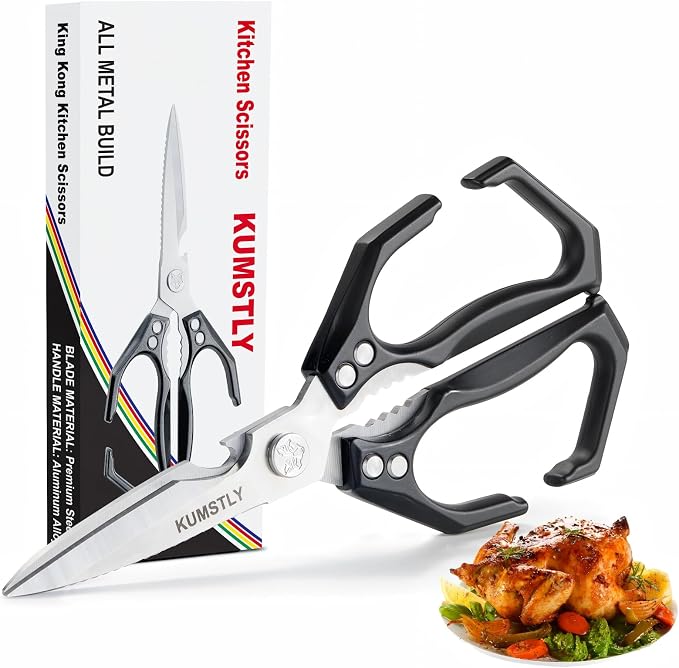 Kitchen Scissors All Purpose Kitchen Shears Heavy Duty for Cutting Chicken, Turkey, Meat, Bones, Vegetables Stainless Steel Spatchcock Shears Multipurpose Food Scissors