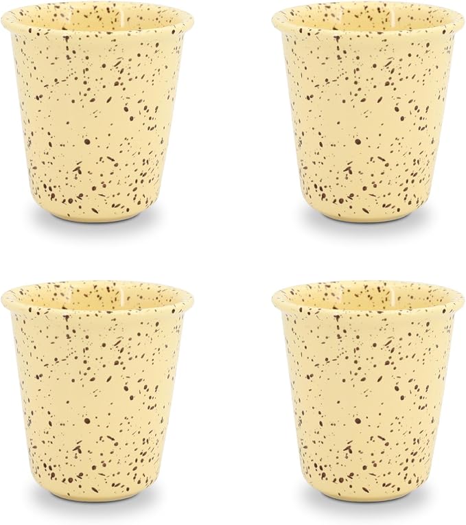 Coffee Mugs 10oz 4-Pack, Coffee Cups Ceramic with No Handle, Stackable, Drip-Free, Lead-Free, Microwave & Dishwasher Safe, Wedding & Housewarming Gift, Yellow