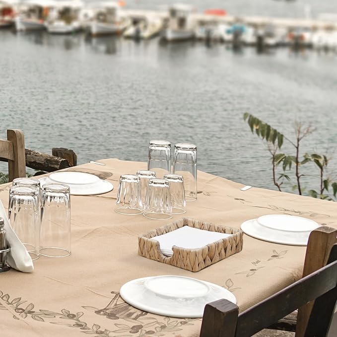 Napkin Holder for Table, Woven Water Hyacinth Napkin Holders For Paper Napkins, Wicker Napkin Holders for Kitchen Dinner Table Boho Decor and Accessories, Square Napkin Basket and Serving Tray