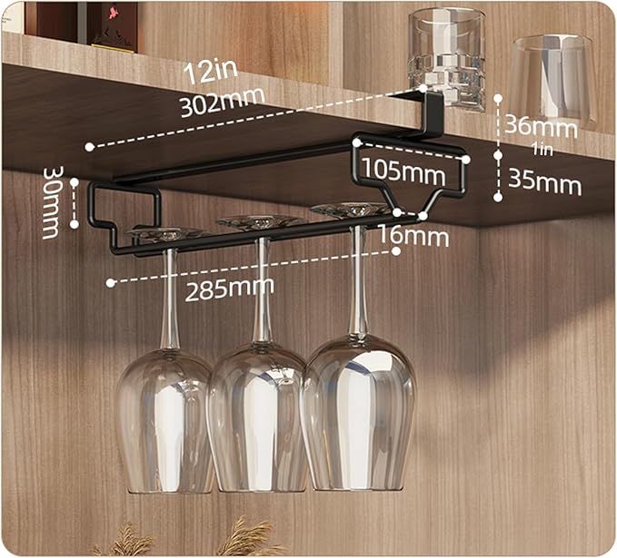 Wine Glass Rack, Hanging Wine Rack, Wine Glasses Storage Hanger Metal Organizer, Under Cabinet Wine Glass Rack, For Living Room, Dining Room, Kitchen